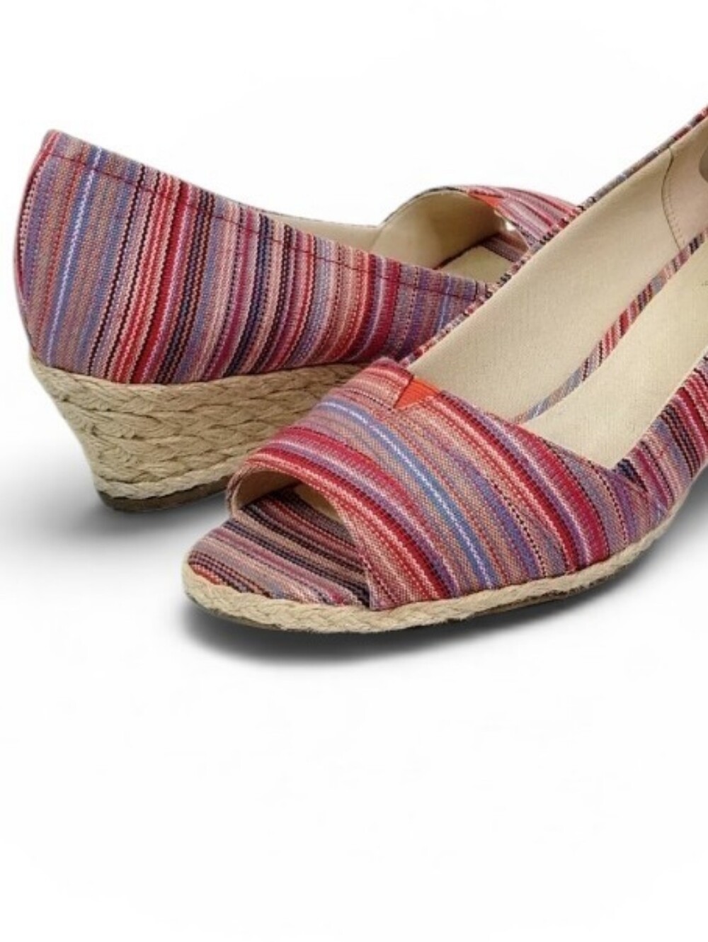 Coach And Four Pink Purple Stripe Espadrille Wedge . Size 9. - Picture 4 of 10